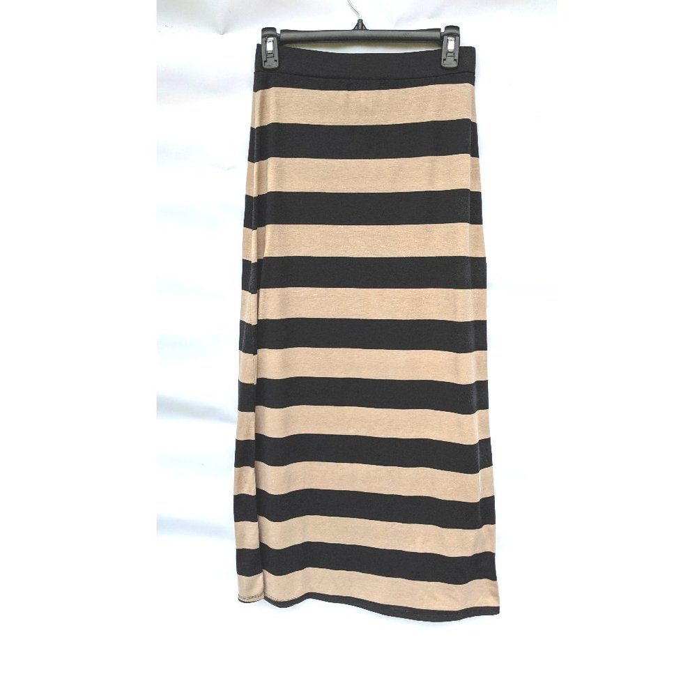 Small Maxi Skirt Ambiance Apparel Black/Khaki Knit